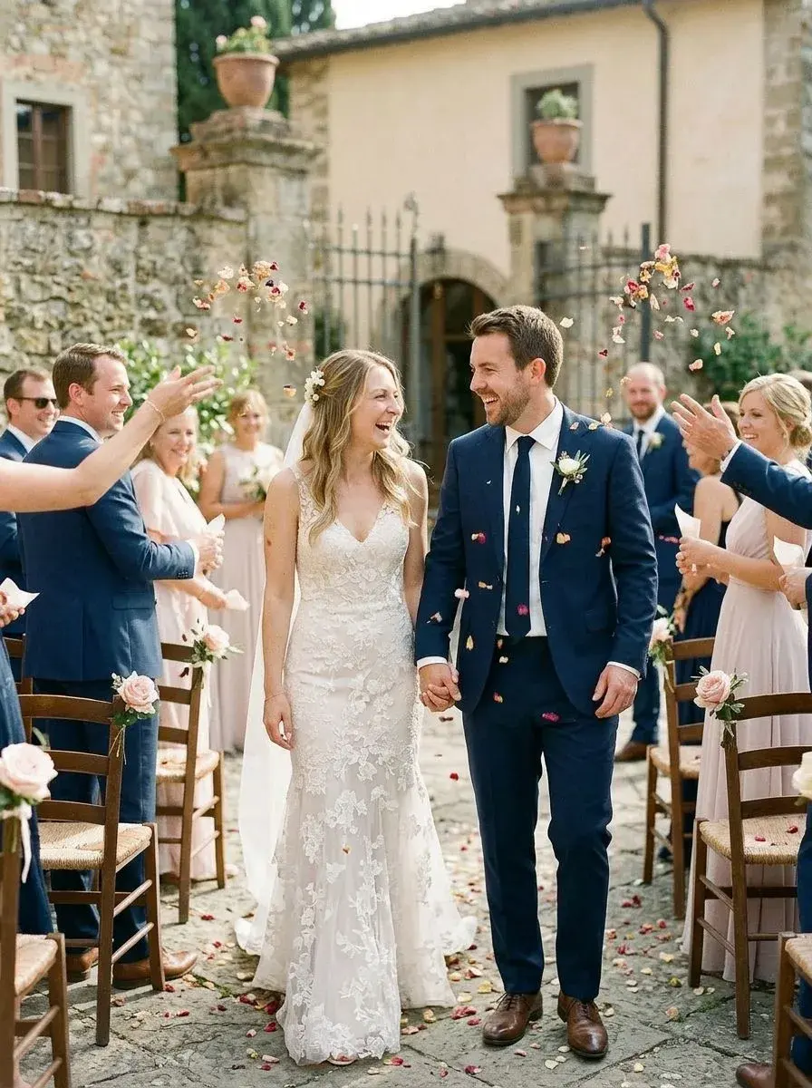 The bride walking down the aisle — wedding photo by Olivia