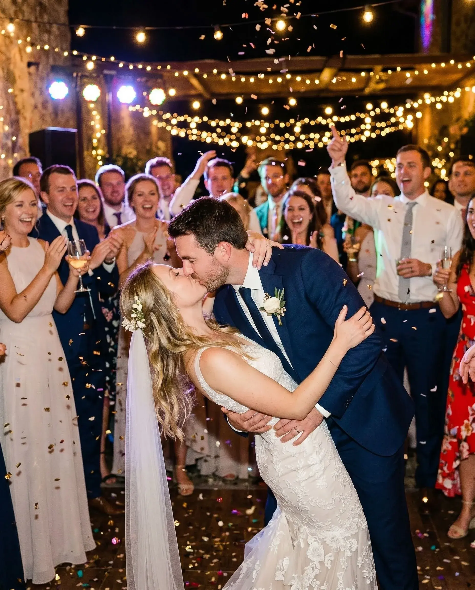 A dip kiss on the dance floor — wedding photo by Daniel