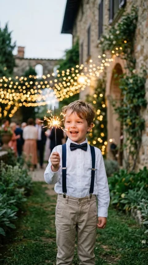 Wedding guest holding a sparkler during the final wedding countdown